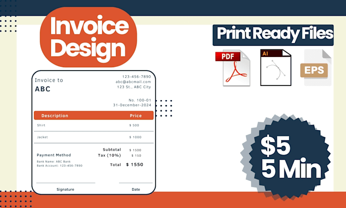 Gig Preview - Design professional invoice, letterhead or rate list