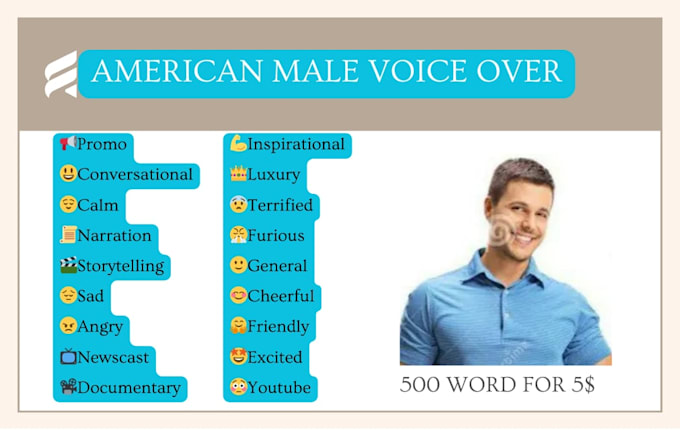 Gig Preview - Record a professional american male voice