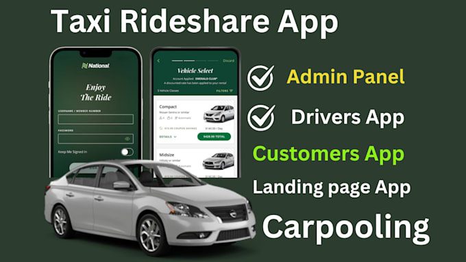 Gig Preview - Build taxi booking app, website uber clone rideshare app, carpooling app