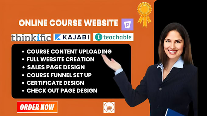 Gig Preview - Do online course website, sales page, kajabi teachable and thinkific website