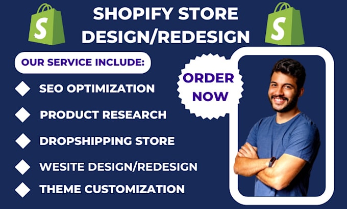 Gig Preview - Do shopify website redesign shopify website design shopify store dropshipping