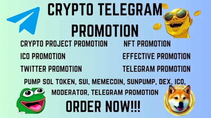 Gig Preview - Crypto telegram pr0motion, token pr0motion, solana meme coin promotion, airdrop