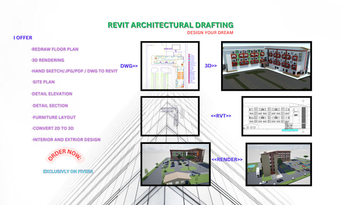 Gig Preview - Do 2d floor plan, 3d models in revit, autocad, sketchup, d5, lumion