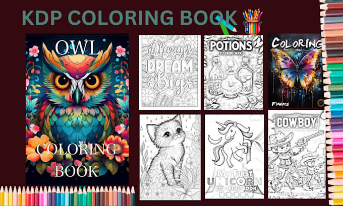 Gig Preview - Design children coloring book adult coloring book and book covers for amazon KDP