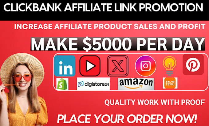 Gig Preview - Clickbank affiliate link promotion, affiliate marketing clickbank link promotion