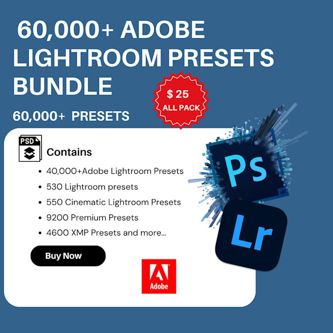 Gig Preview - Provide 60,000 and more lightroom preset bundle for graphic designers