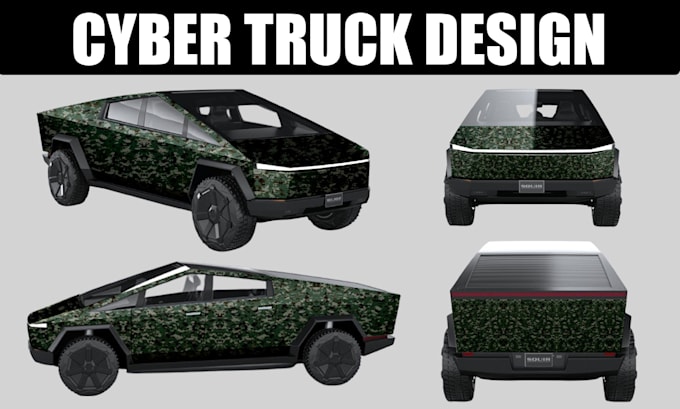 Gig Preview - Do tesla cybertruk wrap design, car wrap, vehicle wrap design,truk wrap,van wrap