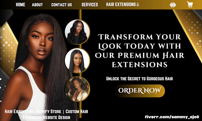 Gig Preview - Design hair extension shopify store hair extension shopify website hair website