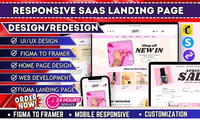 Gig Preview - Do saas landing page figma landing page website mockup home page redesign