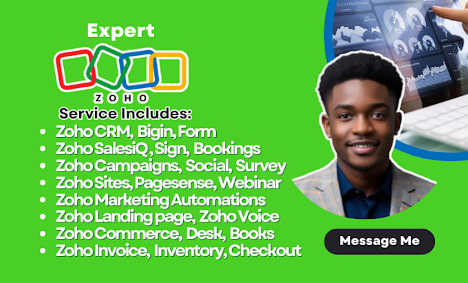 Gig Preview - All in one zoho setup zoho CRM zoho commerce campaign automation booking