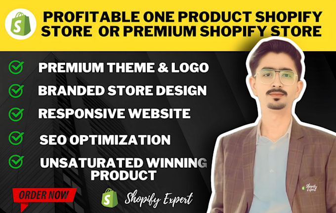 Gig Preview - Create one product shopify store or shopify ecommerce website development