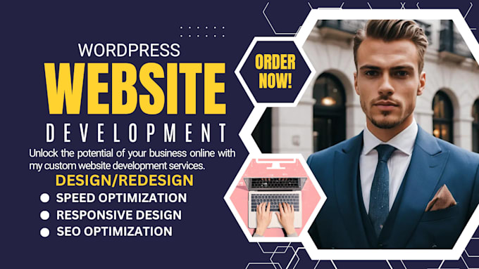 Gig Preview - Do responsive wordpress website development,  design and redesign wix website