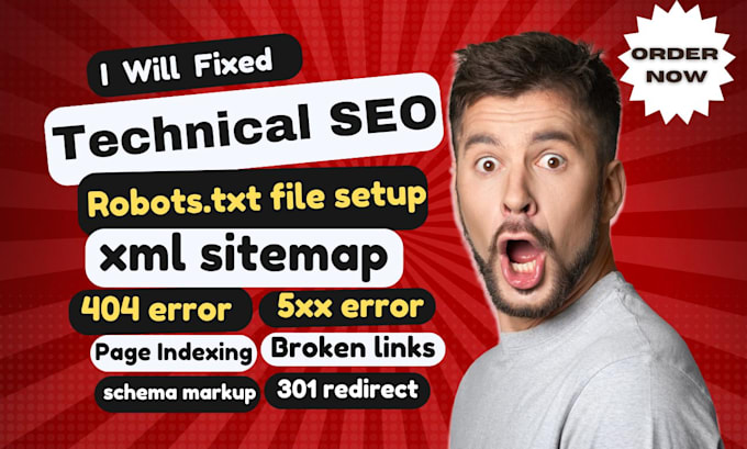 Gig Preview - Do google index, 404 error, xml sitemap, robots txt, 301 redirect, broken links