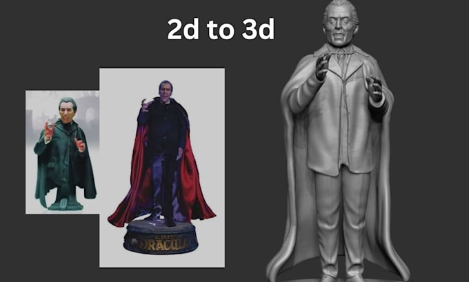 Gig Preview - Do 2d to 3d from image to custom character stl file picture for 3d printing