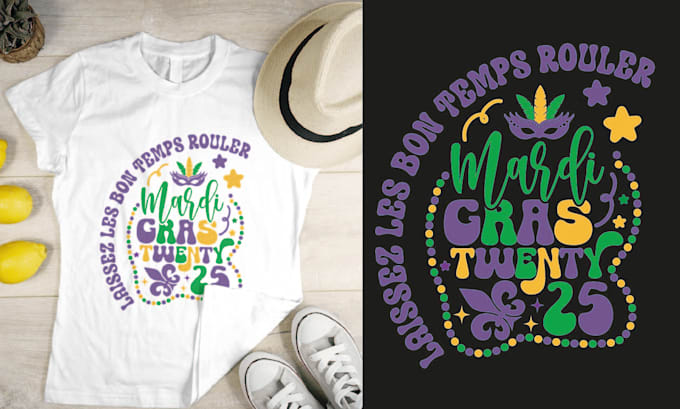 Gig Preview - Do retro vintage groovy mardi gras t shirt design