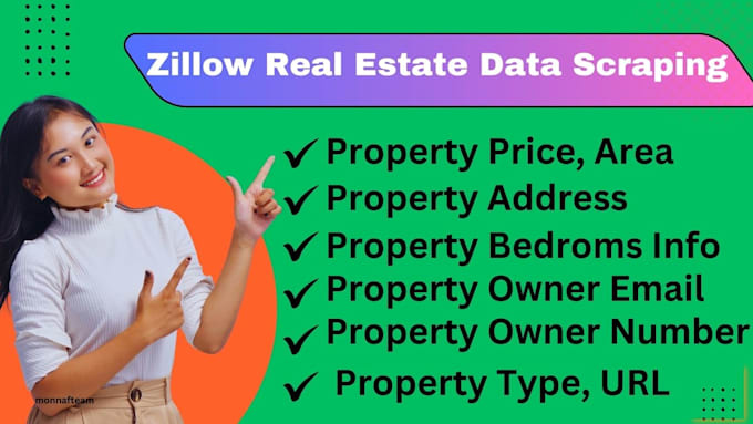 Gig Preview - Zillow property data scraping for real estate with zillow agent email and phone