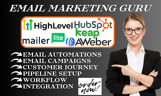 Gig Preview - Setup hubspot aweber keap sendgrid mailerlite gohighlevel marketo email campaign