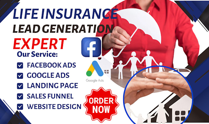 Gig Preview - Generate life insurance leads insurance website landing page sales funnel seo