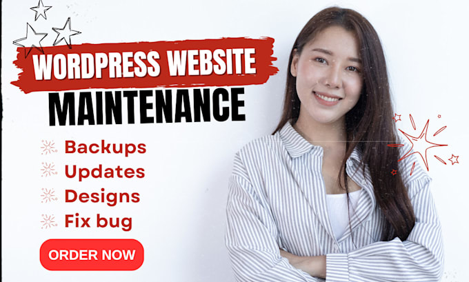 Gig Preview - Wordpress maintenance, fix, update wordpress website, wordpress website support