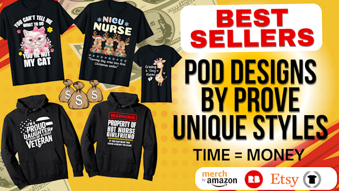 Gig Preview - Create professional and unique graphic designs to boost your sales for pod