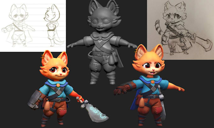 Gig Preview - Convert 2d image to 3d model custom 3d concept character in stl stp for print