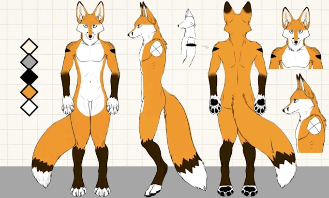 Gig Preview - Custom character reference sheet for oc, anime, furry, fursona character design