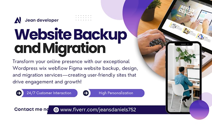 Gig Preview - Backup migrate psd to wordpress to figma to webflow framer wix website migration