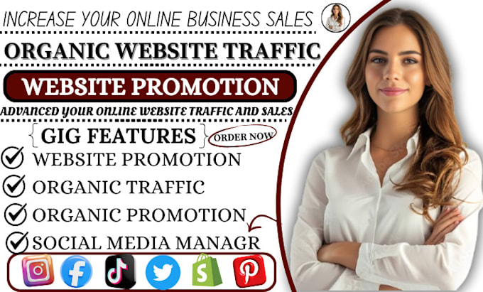 Gig Preview - Increase organic website traffic on social media, website promotion, shopify ads