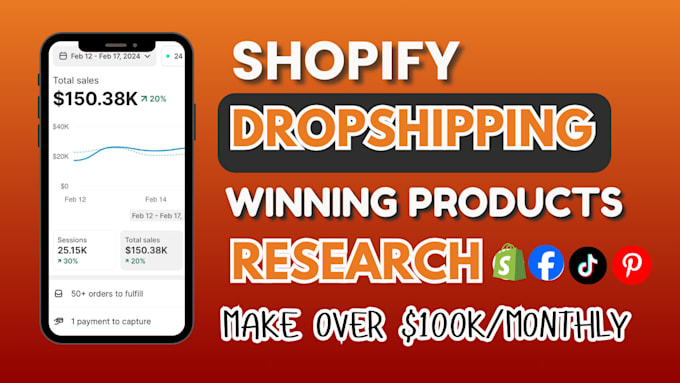 Gig Preview - Find shopify dropshipping winning products ebay shopify winning product research