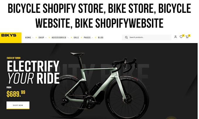 Gig Preview - Bicycle website shopify store bicycle store bike website bicycle dropshipping