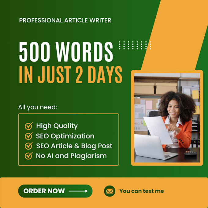 Bestseller - minimum 500 words about anything just 2 days