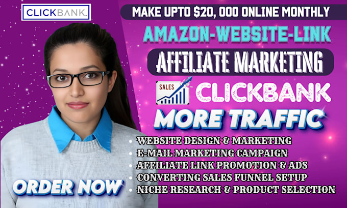 Gig Preview - Increase sales with clickbank and amazon affiliate marketing product promotion