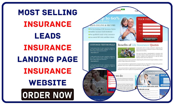 Gig Preview - Highly converting insurance leads insurance landing page insurance website