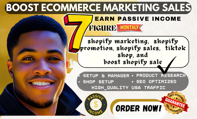 Gig Preview - Create shopify marketing and tiktok shop promotion to boost your ecommerce sales