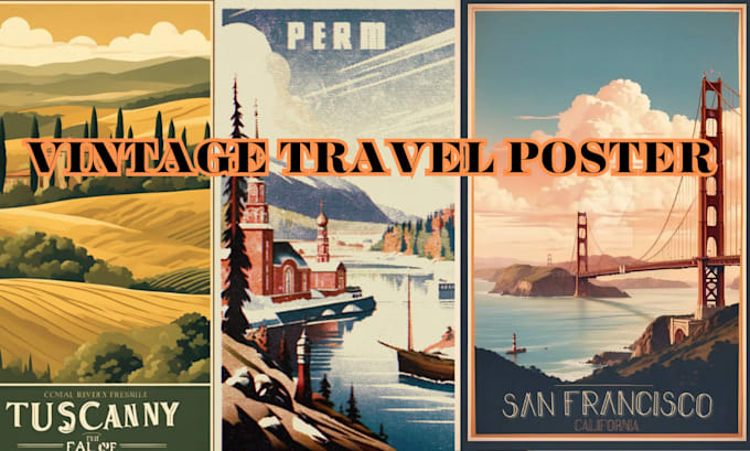 Gig Preview - Create vintage travel poster illustration retro movie film 70s 80s poster design