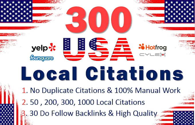 Gig Preview - List your business in top 1000 live USA local SEO citations ranking 1st page