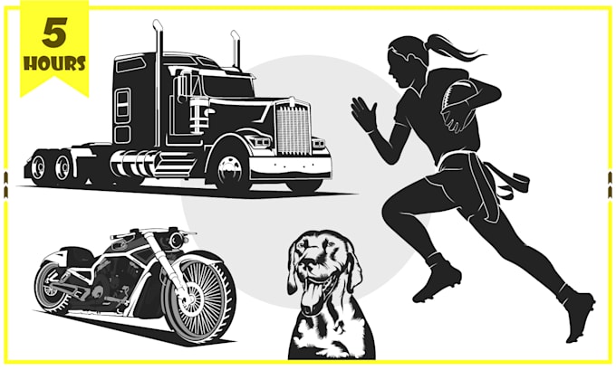 Gig Preview - Draw any object into stencil silhouette vector illustration