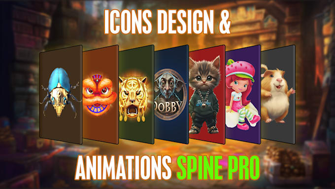 Gig Preview - Make icons and background animation in spine pro