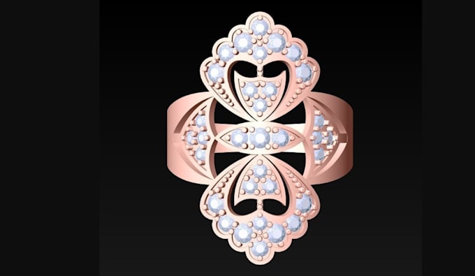 Gig Preview - Design fashion3d diamond womenring, white rose yellowgold, gem stone print model