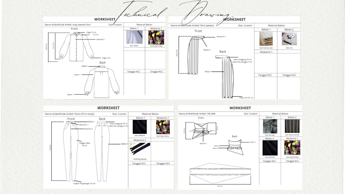 Gig Preview - Detailed fashion technical drawings to perfect your designs