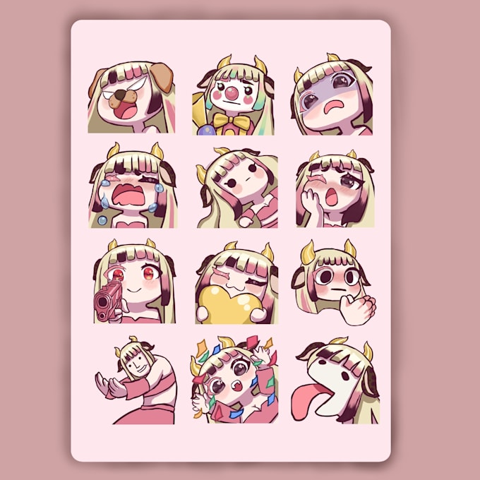 Gig Preview - Custom cute chibi twitch emotes for your stream