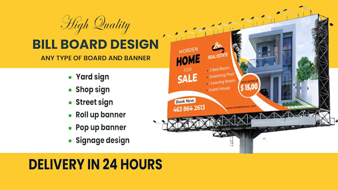 Gig Preview - Real estate billboard, standy banner, rack card door hanger smart brochure, logo