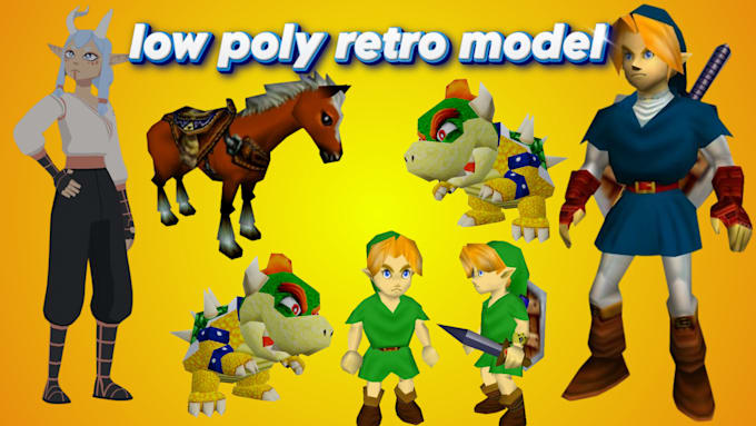 Gig Preview - Do 3d n64 or ps1 low poly retro model, 3d vtuber avatar for your game