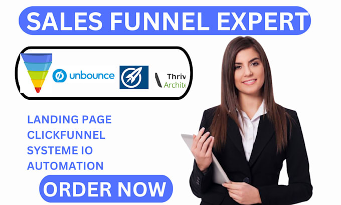 Gig Preview - Build salesfunnel unbounce optimizepress thrivearchitect systeme io landing page