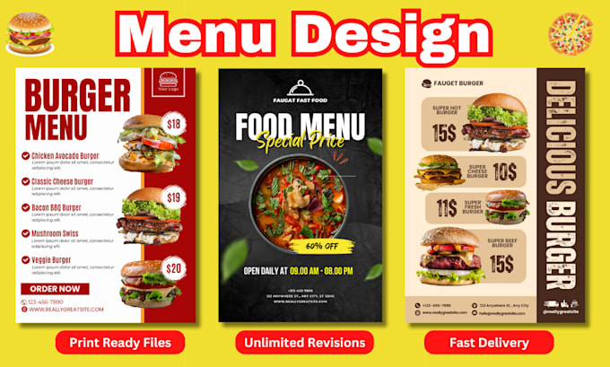 Gig Preview - Design amazing food menu, digital menu design, restaurant flyer