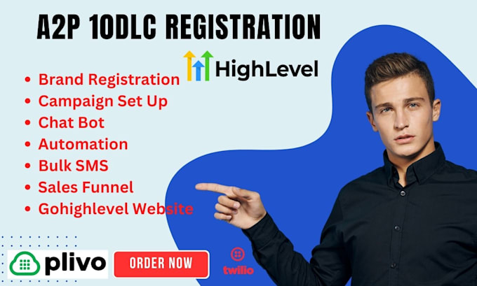 Gig Preview - Setup a2p 10dlc registration gohighlevel twilio tollfree integration workflow