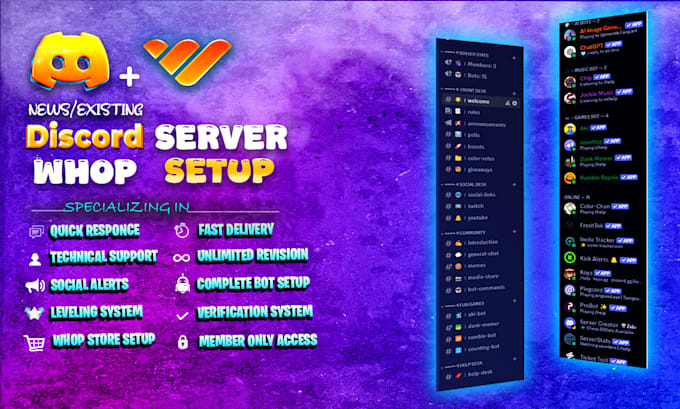 Gig Preview - Deliver professional discord and whop server in 12 hours