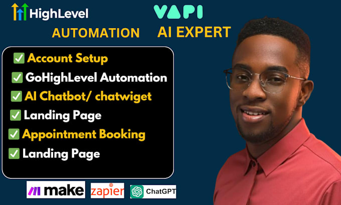 Gig Preview - Setup gohighlevel vapi ai IVR make com automation vapi ghl expert