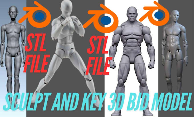 Gig Preview - Sculpt 3d bjd ball joint doll stl file for 3d articulated model for 3d printing