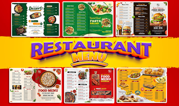 Gig Preview - Design modern restaurant menu and food menu, digital menu board, flyer, logo